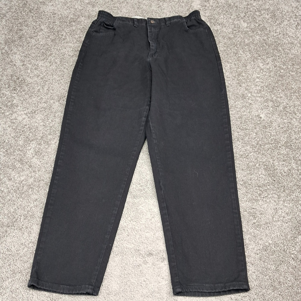 Lee Side Elastic Waist Black Straight Leg Jeans Womens 18 Medium 3506101